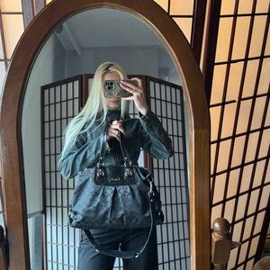 COACH Black Signature Pattern Shoulder Bag